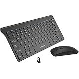 Wireless Keyboard and Mouse Combo UPWADE 2.4GHz Wireless Keyboard Mouse Combo with Whisper quiet Design and Long Battery Life for Laptop Mac Tablet Desktop PC Computer Smart TV (Black-compact size)