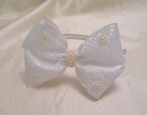 white hair bow headband
