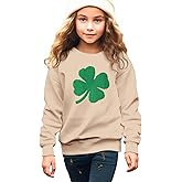 GLIGLITTR Girls St. Patrick's Day Sweatshirt Shamrock Lucky Clover Long Sleeve Outfit Shirt Chenille Patch Irish Pullover Top