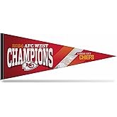 Rico Industries NFL Football Kansas City Chiefs 2024-25 AFC West Champions 12" x 30" Felt Wall Décor Pennant - Great for Home/Bed Room/Man Cave Décor
