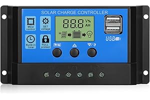 EEEkit 100A Solar Charge Controller, 12V/24V Solar Panel Charge Controller Intelligent Regulator with 5V Dual USB Port Display Adjustable PWM Auto Parameter LCD Display and Timer Setting