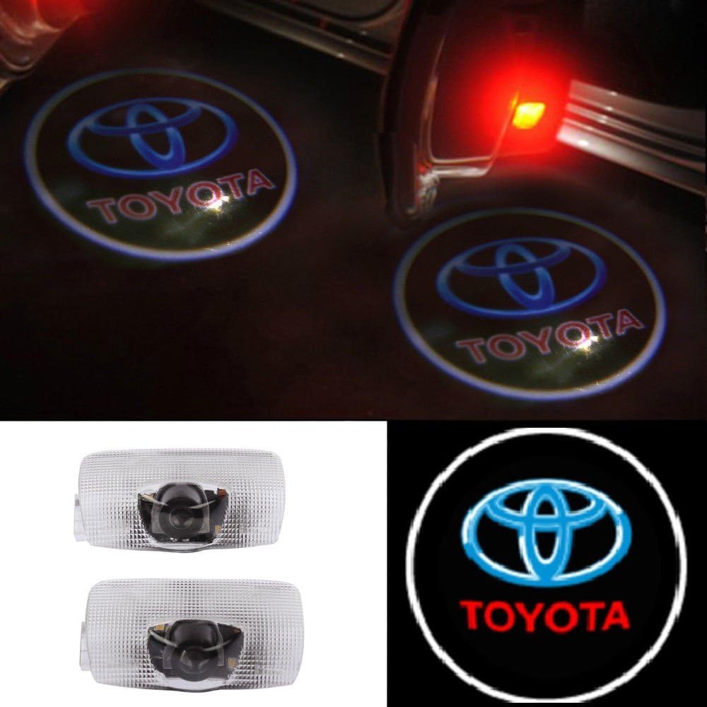 iFoxtek Car Door Projection Shadow Courtesy Light Logo for Toyota CROWN LAND CRUISER PRADO REIZ Camry (2pcs)