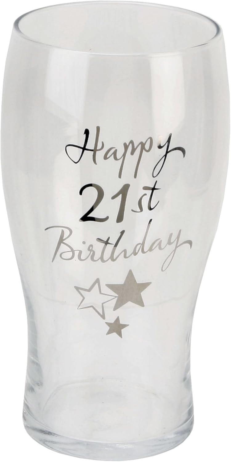 Juliana Happy 21st Birthday Pint Glass in Gift Box G31921 by Juliana, Silver