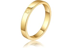 WFYOU 18K Gold Filled Initial Rings for Women Girls that Don't Tarnish Dainty Gold Initial Ring Alphabet Letter Rings Wedding Bands Stackable Thin Thumb Pinky Finger Rings Gold Jewelry Gifts for Women