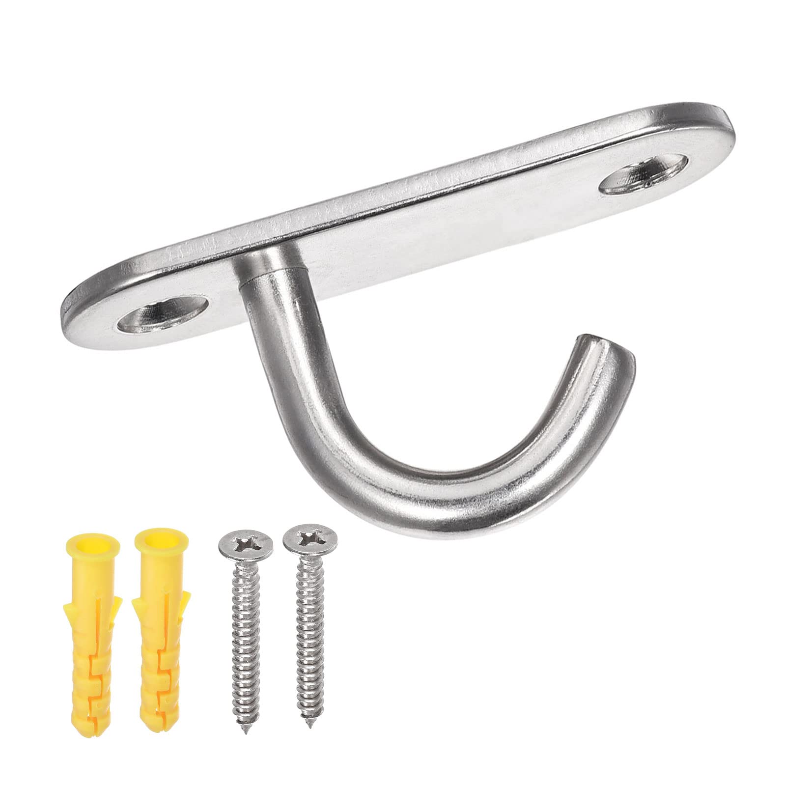 YOKIVE 6 Pcs Ceiling Hanging Hook, 304 Stainless Steel with Oval Plate Hanging Plants, Great for Office, Home, Daily Use (Silver, 2.4x1.1-Inch)