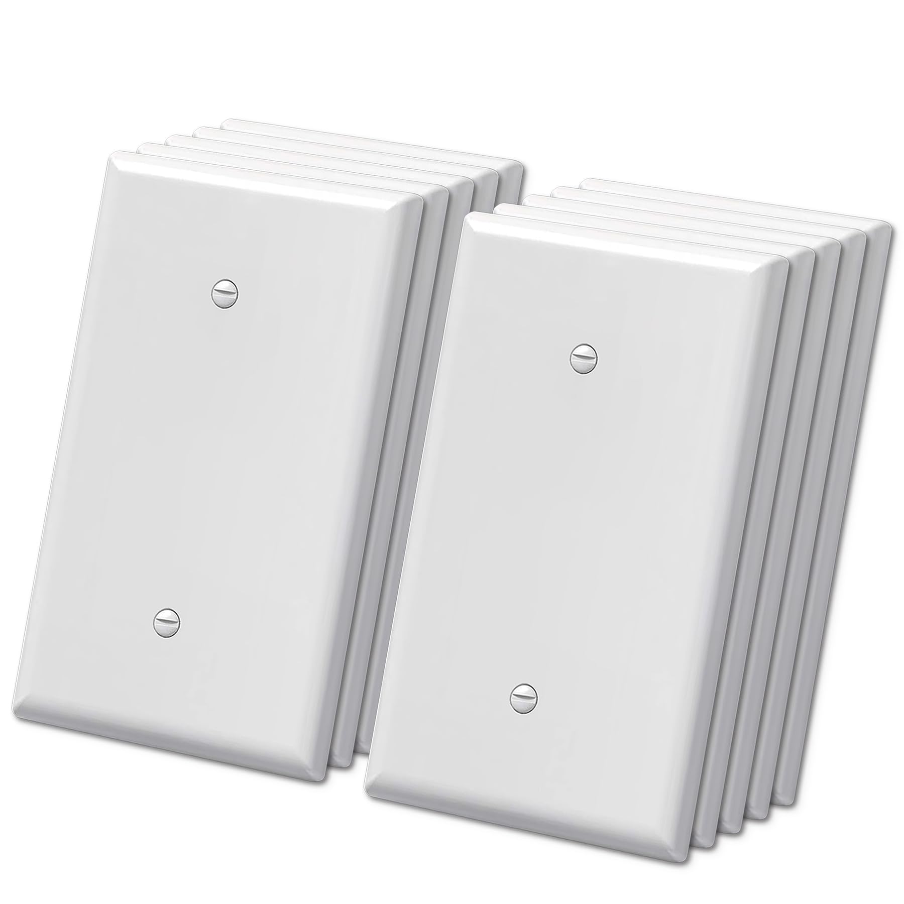 Photo 1 of BESTTEN 10 Pack 1-Gang Oversized Blank Wall Plate, Unbreakable Polycarbonate Receptacle Outlet Cover, Gloss Finish, White, ETL Listed