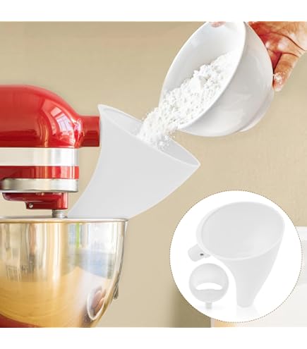 Flour Funnel For Kitchen Mixer,Flour Funnel- Stand Mixer Attachment Kitchen Attachments Mixers Accessories Easy Pour No Mess Prevents Spills Accessory Fit