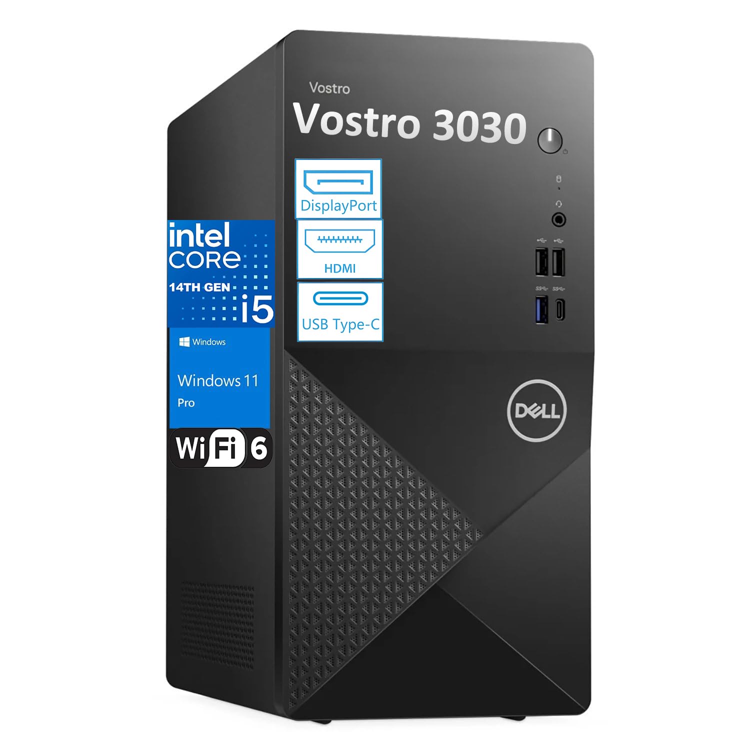 Dell Desktop Computers, 3030 Tower Desktop PC, 14th Gen Intel Core i5-14400 (Beat i7-13620H), 32GB DDR5 RAM, 1TB PCIe SSD, WiFi Adapter, DisplayPort, HDMI, Type-C, Keyboard and Mouse, Windows 11 Pro Image Dell Desktop Computers, 3030 Tower Desktop PC, 14th Gen Intel Core i5-14400 (Beat i7-13620H), 32GB DDR5 RAM, 1TB PCIe SSD, WiFi Adapter, DisplayPort, HDMI, Type-C, Keyboard and Mouse, Windows 11 Pro Image