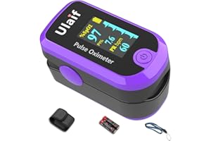 AMEMO Pulse Oximeter, OLED Display Oxygen Monitor Fingertip, Blood Oxygen Saturation Monitor (SpO2) with Carrying Case, Batteries and Lanyard