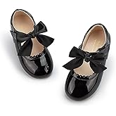 Meckior Toddler Little Girl Mary Jane Dress Shoes Ballet Flats for Girl Party School Shoes Bowknot Princess Shoes