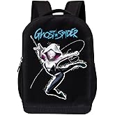 Marvel Spiderman Ghost Spider Backpack for School – Spider Gwen Stacy Black Knapsack 16 inch Mesh Padded Bag (Blue Spider)