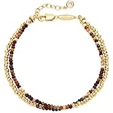 MEVECCO Bead Bracelet for Women Layered Stone Mixed Bracelets 18K Gold Plated Handmade Custom Beaded Charm Chain Bracelet Stack Jewelry Gifts