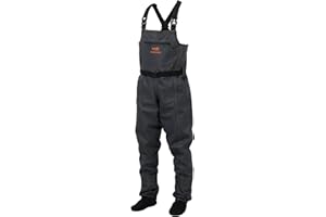 BASSDASH Men’s Denim Breathable Chest Waders Waterproof Durable Lightweight Stocking Foot for Fishing Hunting ATV Riding