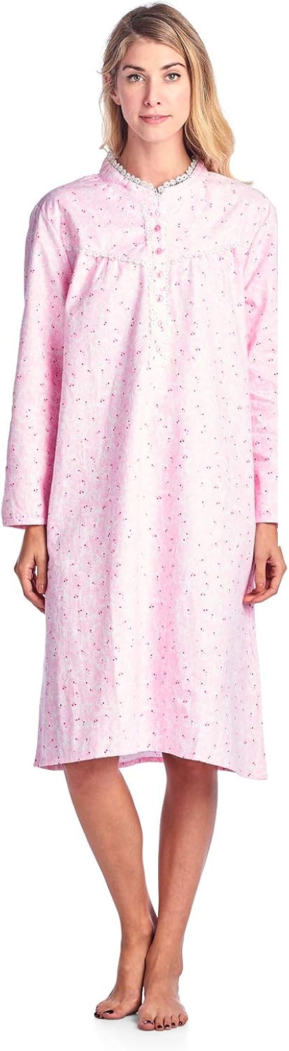 Casual Nights Women's Flannel Floral Long Sleeve Nightgown at  Women’s Clothing store