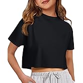 ZDC Girls Athletic Oversized Crop Tops Kids Drop Shoulder Short Sleeve T Shirts Workout Tees
