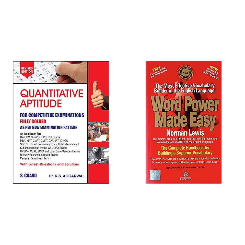 Quantitative Aptitude for Competitive Examinations + Word Power Made Easy (Set of 2 Books)