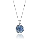 Amazon Collection Sterling Silver Pressed Flower Round Pendant Necklace, 16"
