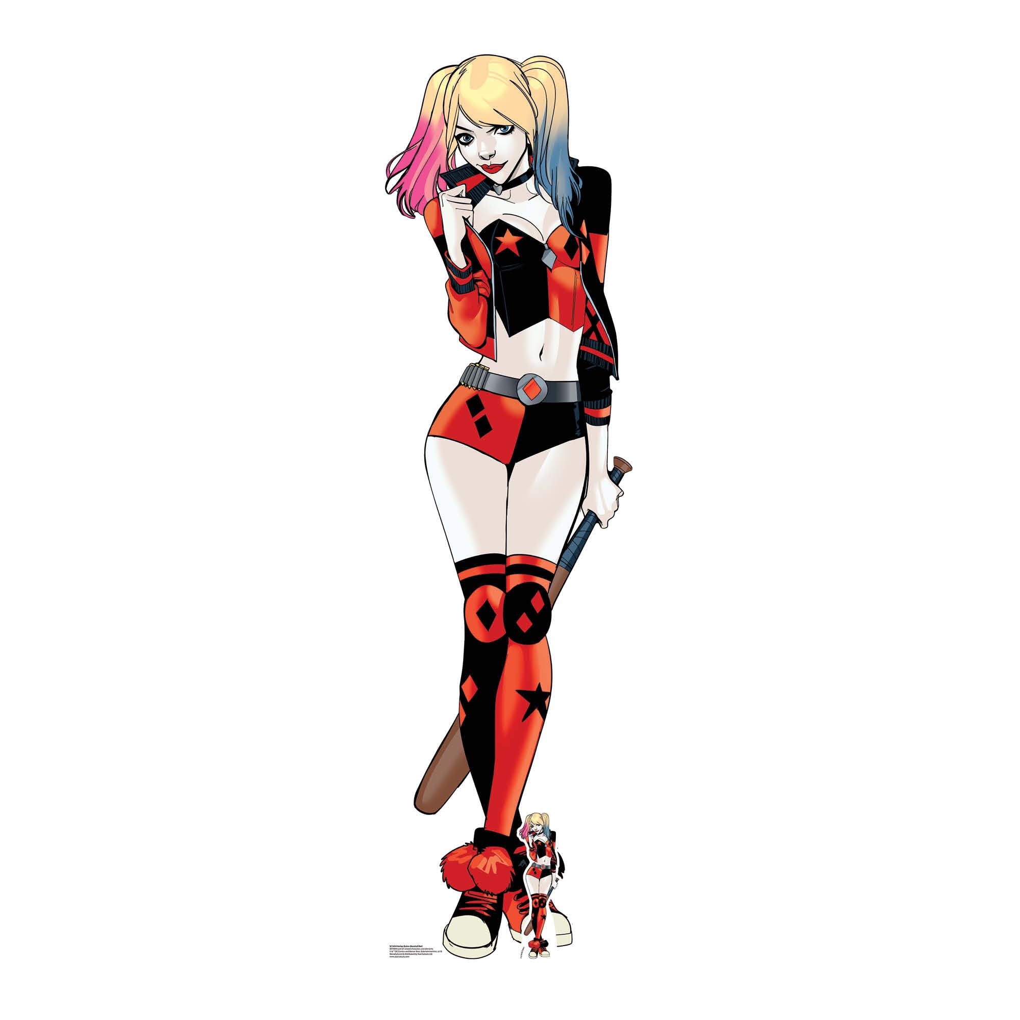 Star Cutouts SC1454 Harley Quinn Baseball Bat Cardboard Cutout Perfect for Superhero Birthdays, Weddings and Events Height 177cm, Multicolour