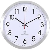 Vigorwise 14 Inch Atomic Analog Wall Clock Radio Controlled Sets Wall Clock | Aluminum Frame Wall Clock for Home School Office