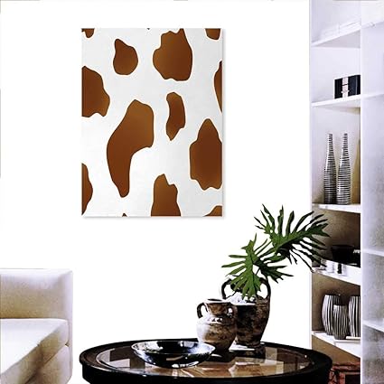 Amazon Com Cow Print Modern Wall Art Living Room Decoration Brown