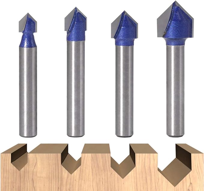 Wolfride 4PCS 90 Degree V Groove Router Bit 1/4Inch Shank V Cut Router Bit Set Amazon.ca