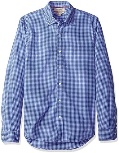 Men's Slim-Fit Long-Sleeve Small-Scale Gingham Shirt