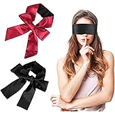 2 Pack Satin Eye Mask Sleep Mask, 160cm/63inch Adjustable Soft Eye Covers, Travel Nap Night Blindfold for Women Men Valentine