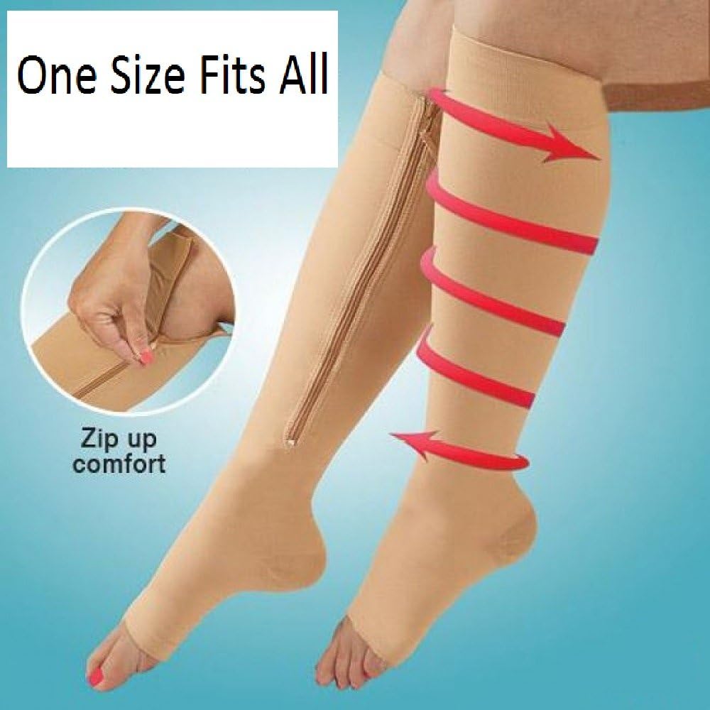 Therapeutic Zipper Compression Socks Improves Circulation Helps Relieve Varicose Veins Sore Muscles Foot and Leg Pain Relief Running Jogging Standing Walking