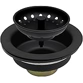 ZM Kitchen Black Sink Stainless Steel Basket Strainer with Drain Assembly, 3-1/2 Inch Sink Drain Stopper Plug