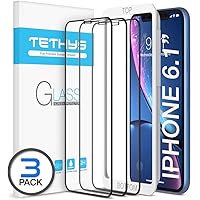 TETHYS Glass Screen Protector Designed for iPhone 11 / iPhone XR (6.1") [Edge to Edge Coverage] Full Protection Durable Tempered Glass Compatible iPhone XR/11 [Guidance Frame Include] - Pack of 3