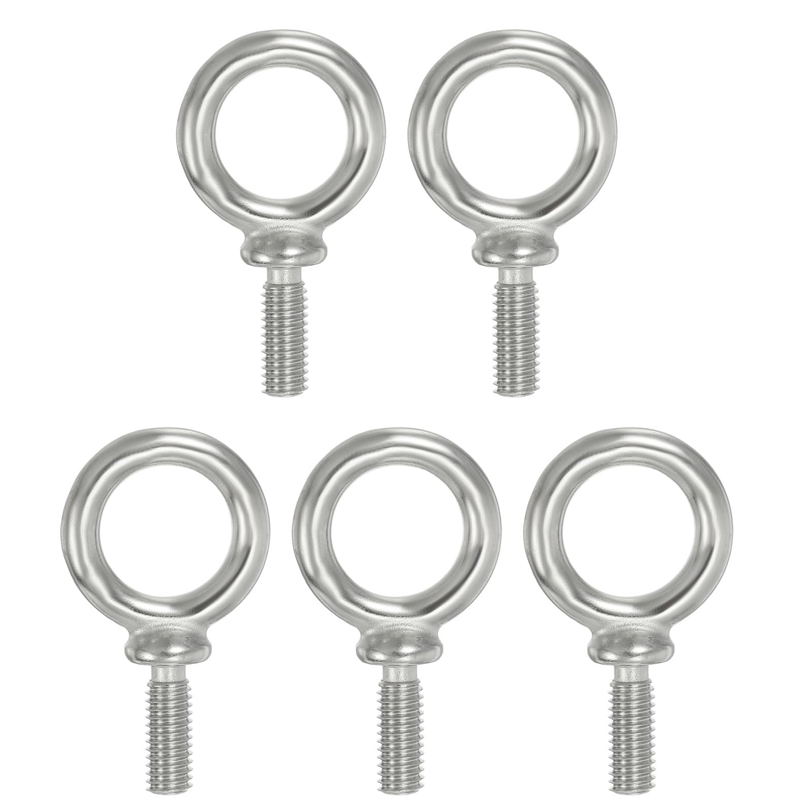PATIKIL Lifting Eye Bolts UNC3/8"-16, 5 Pcs 316 Stainless Steel Marine Grade Machinery Shoulder Lifting Ring Threaded Eyebolt for Hanging Tie Down Strap, Silver