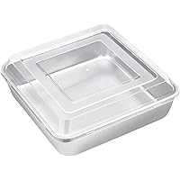 8 x 8-Inch Square Baking Pan with Lid, E-far Stainless Steel Square Cake Brownie Pan, Fit for Toaster Oven, Non-toxic…