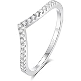 Csipewie Moissanite Curved Wedding Band for Women 925 Sterling Silver 18K White Gold Plated Stackable Rings Guard Enhancer for Women Size, Perfect Valentine's Day Gift