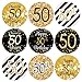 Black and Gold 50th Birthday Party Favor Stickers - 180 Labels primary