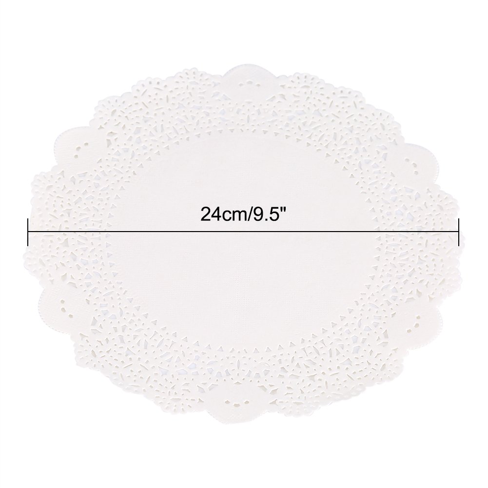 July Summer Gifts 180pcs Paper Lace Doilies Cake Mat Hollowed Decorative White Crafts Wedding Party Decoration(9.5 Inch)