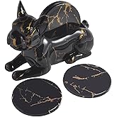 CHWUGOXI Dog Coaster Set of 4 Marble Coasters, Decorative Coasters for Dining Table Coffee Table Bar, Modern Marble Home Art Decoration