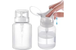 Biutee Cleaner Bottle Clear Bottle 2 PCS Push Down Empty Lockable Pump Dispenser Bottle for Nail Polish and Makeup Remover 20