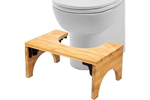 Housmile Toilet Stool, Poop Stool for Bathroom Waterproof and Non Slip, 7.8" Foldable Bathroom Stool, Bamboo Flip Simple Design, Improve Bathroom Posture and Comfort, Natural Color, Healthy Gifts