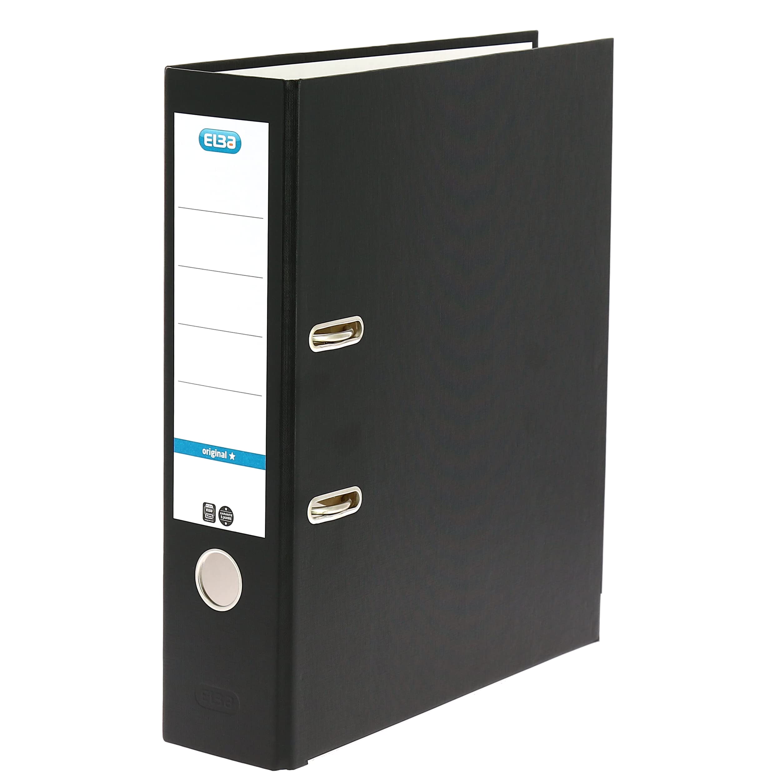 Elba Lever Arch File A4 Coloured Paper Over Board 80mm Spine Black Ref B1045709 [Pack 10]