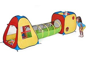 UTEX 3 in 1 Pop Up Play Tent with Tunnel, Ball Pit for Kids, Boys, Girls, Babies and Toddlers, Indoor/Outdoor Playhouse