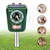 INTEY Solar Ultrasonic Animal and Pest Repeller, Upgrated Sound Animal Deterrent, Cat, Dog, Rabbit, Squirrels Repellent Waterproof Outdoor Animal Repellent