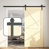 skysen 6FT Single Door Sliding Barn Door Hardware Track Kit Black (I Shape)