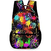 ZCJB-WSRY Basketball Backpack for Kids Girls Boys School, 16 Inches Cool Basketball Theme Bookbag, Adjustable, Lightweight, Large Capacity, Colorful
