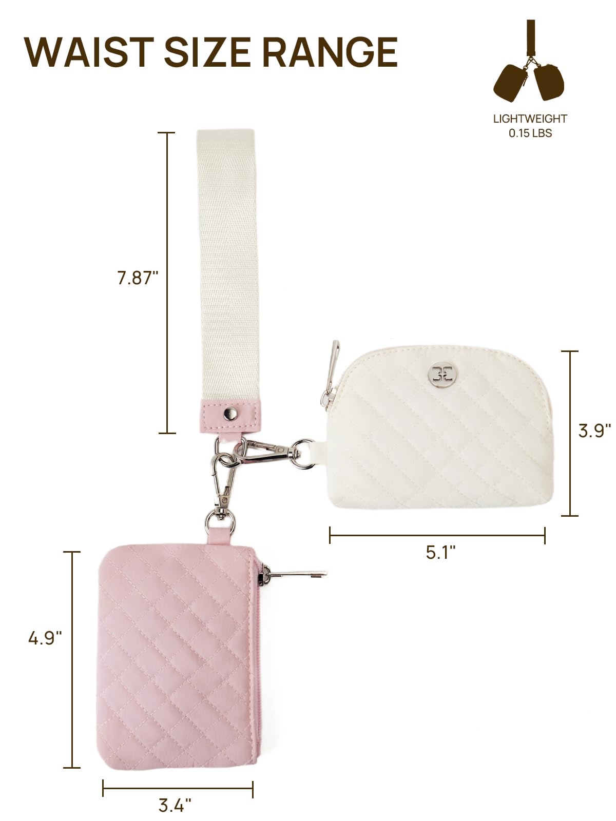 Telena Mini Zip Around Wristlet Wallets for Women Coin Purse Wristlet Keychain Dual Pouch Wallet Beige Pink