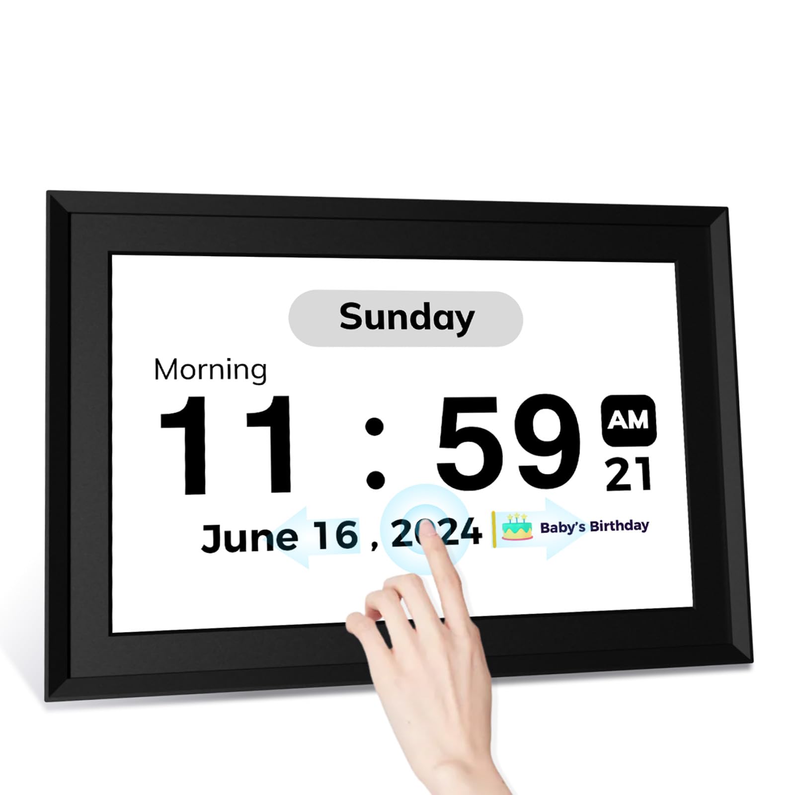 Photo 1 of AUINMX Touchscreen Digital Calendar Day Clock for Seniors 10.1 Inch, Voice Alarm | Medication Reminder | WiFi Accurate Time, Customizable Gift for Elderly or Dementia Alzheimers - Black