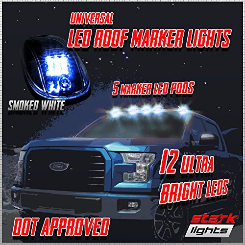 5PCS 60 WHITE LED Smoked Lens Roof Top Full Running Parking Cab Lights Truck SUV