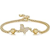 TANTIUE Bracelet for Women 14K Gold Plated Cubic Zirconia Bracelet, Classic Crystal Cuban/Cable Chain Bracelet, Delicate Link Bracelet Gift for Her