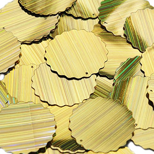 Couture Sequin Paillettes. Gold City Lights Reflective Metallic Wavy 1 1/2