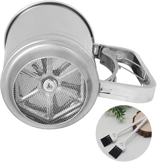 Stainless Steel Handheld Flour Sifter with Handle, Squeeze