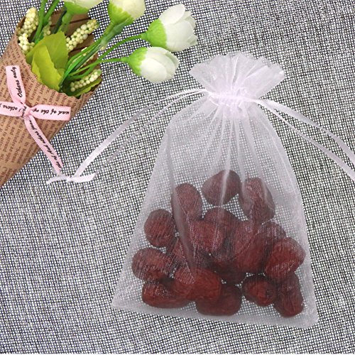 SumDirect 50Pcs 4x6 inches Sheer Organza Bags Jewelry Drawstring Pouches Wedding Party Christmas Favor Gift Bags (White)